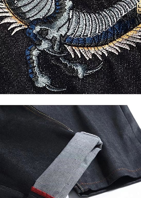 Evisu Dragon Embroidery Selvedge Jeans Black - 6