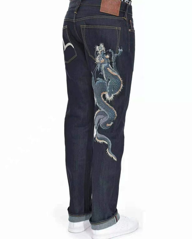 Evisu Dragon Embroidery Selvedge Jeans Black - 7
