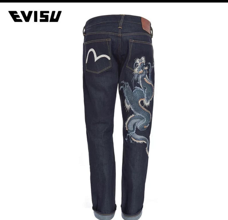 Evisu Dragon Embroidery Selvedge Jeans Black - 8