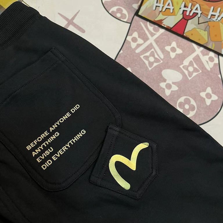 Evisu Multi-Graphic Black Sweatpants - 4