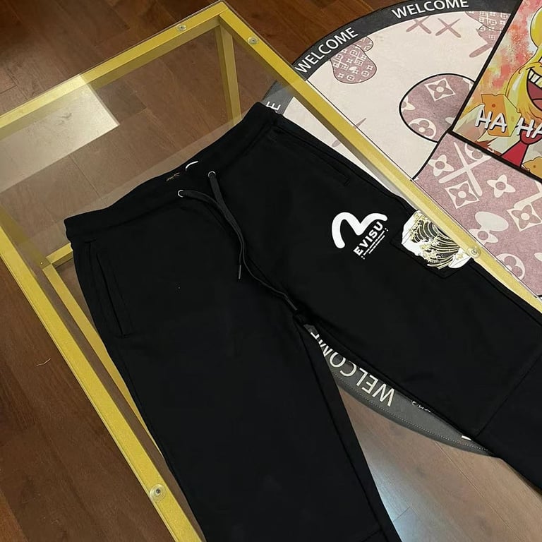 Evisu Multi-Graphic Black Sweatpants - 7