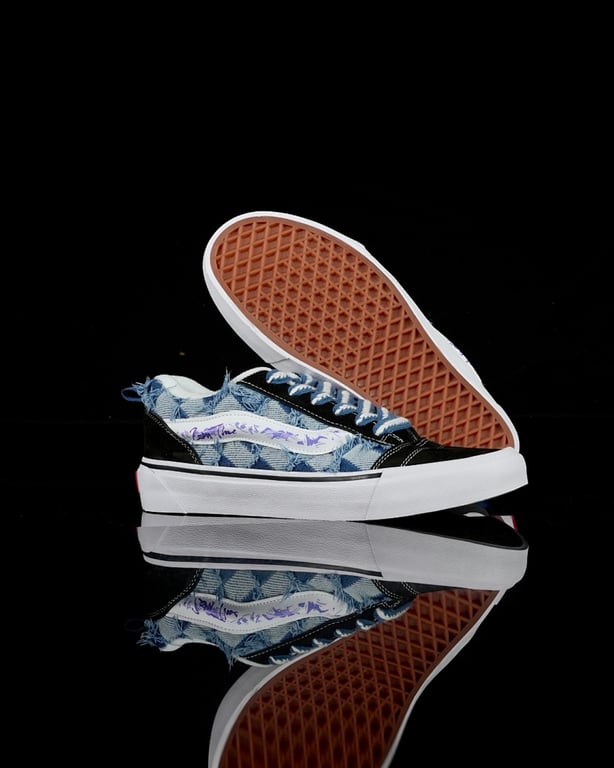 Vans Knu Skool Denim Distressed Black Blue - 6