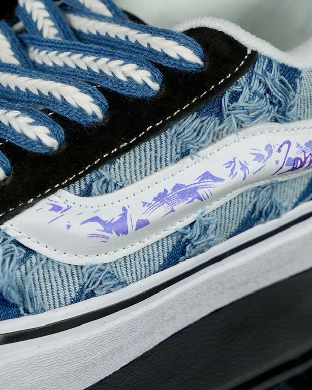 Vans Knu Skool Denim Distressed Black Blue - 7