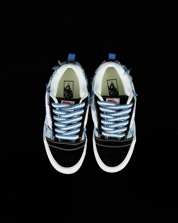 Vans Knu Skool Denim Distressed Black Blue - 9