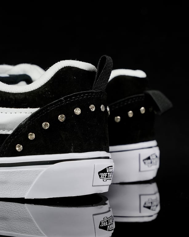 Vans Knu Skool Black White Rhinestone Studs - 4
