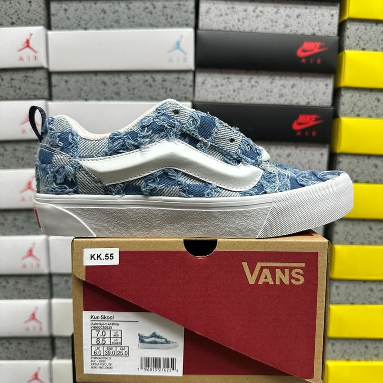 Vans Knu Skool Distressed Denim Checkerboard