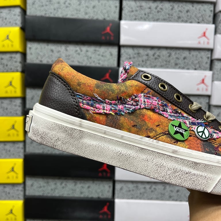 Vans Old Skool Distressed Orange Grey - 8