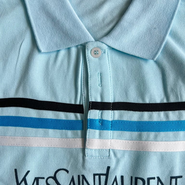Yves Saint Laurent Vintage Striped Polo Light Blue - 4