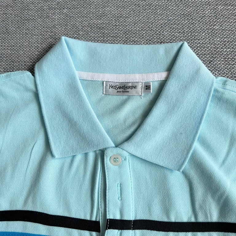 Yves Saint Laurent Vintage Striped Polo Light Blue - 5