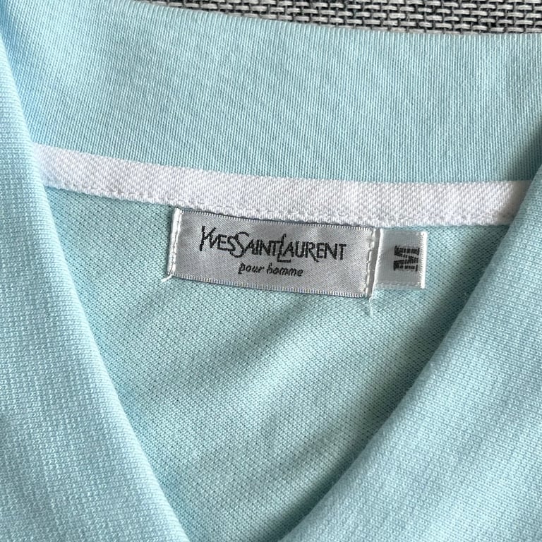 Yves Saint Laurent Vintage Striped Polo Light Blue - 9