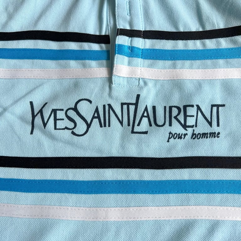 Yves Saint Laurent Vintage Striped Polo Light Blue - 10