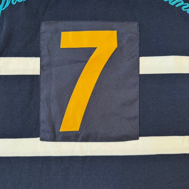 Supreme 7 Striped Polo Shirt Navy - 8