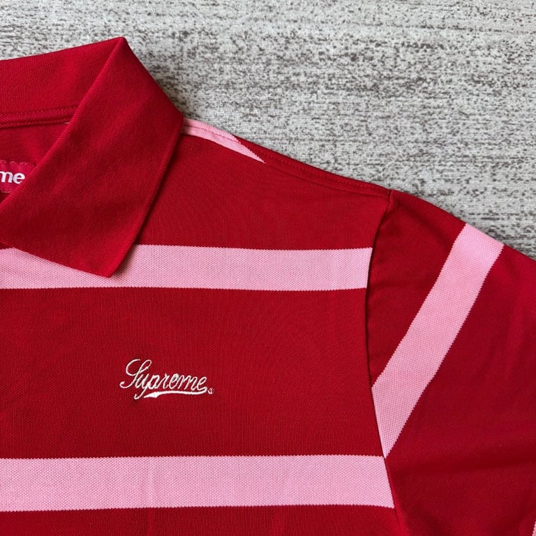 Supreme Striped 7 Polo Shirt Red/Pink - 6