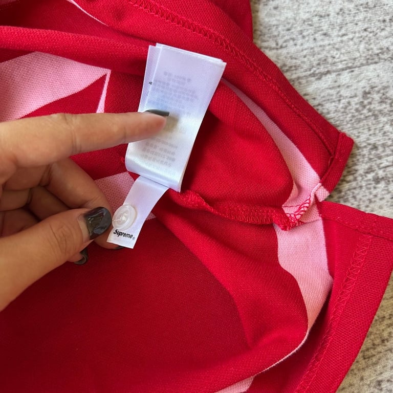 Supreme Striped 7 Polo Shirt Red/Pink - 8