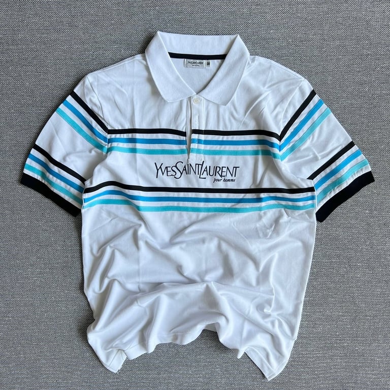 Saint Laurent Vintage Striped Polo White - 2