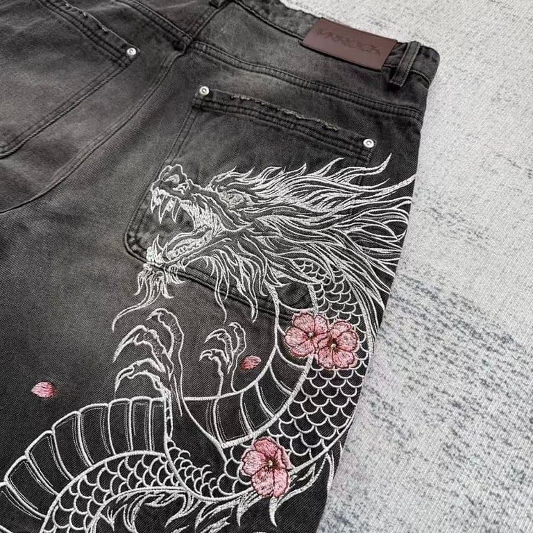 VRK Glow Dragon Embroidered Denim Jeans - 5