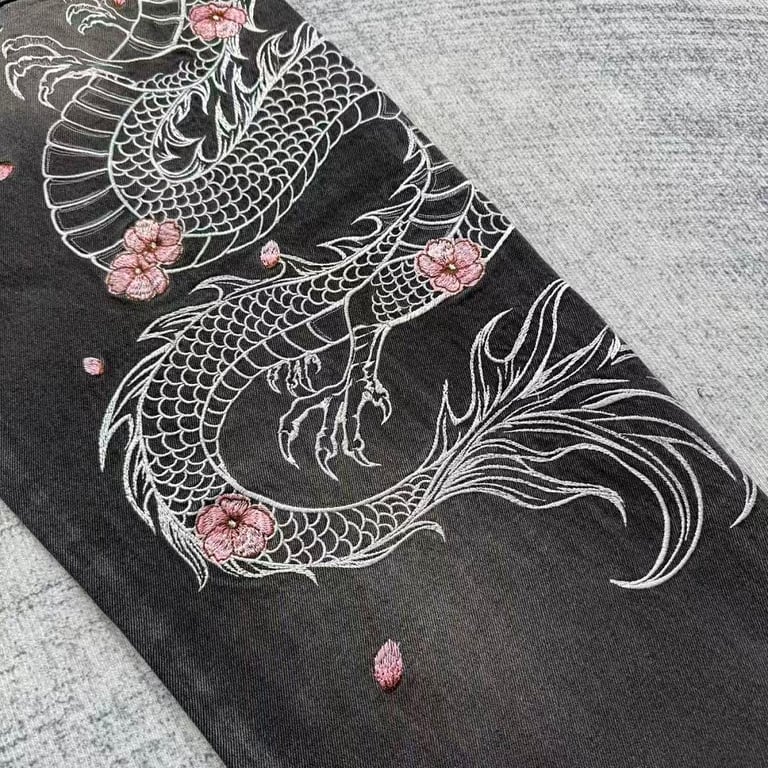 VRK Glow Dragon Embroidered Denim Jeans - 7