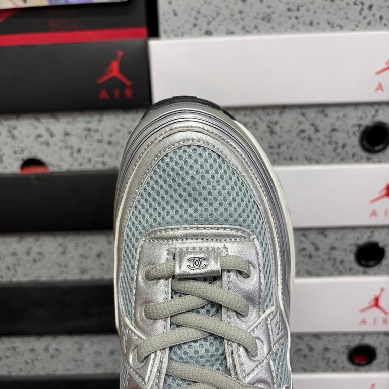 Chanel G39792 Sneakers Grey Silver - 8