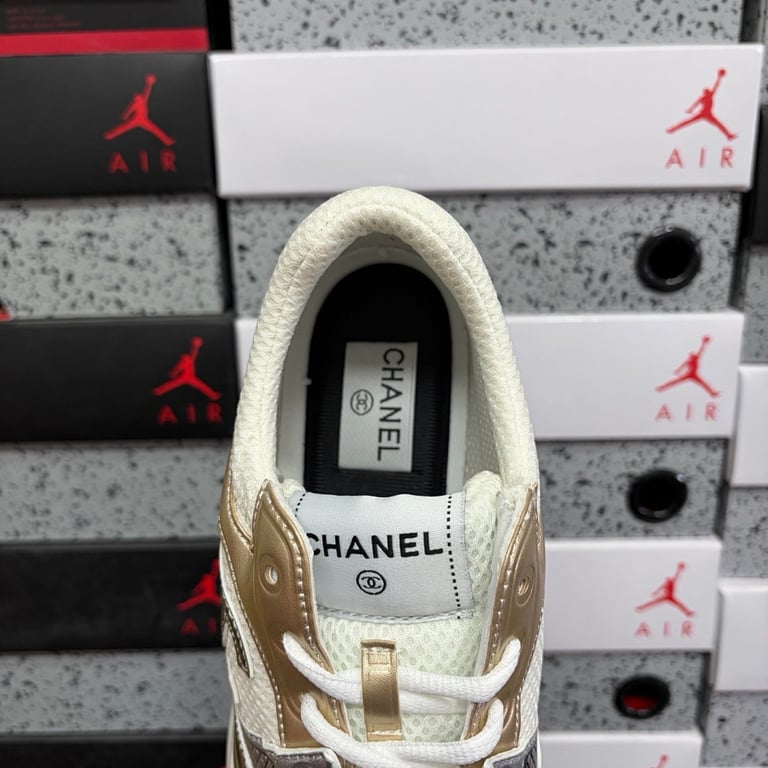 Chanel G39794 Gold White Sneakers - 5
