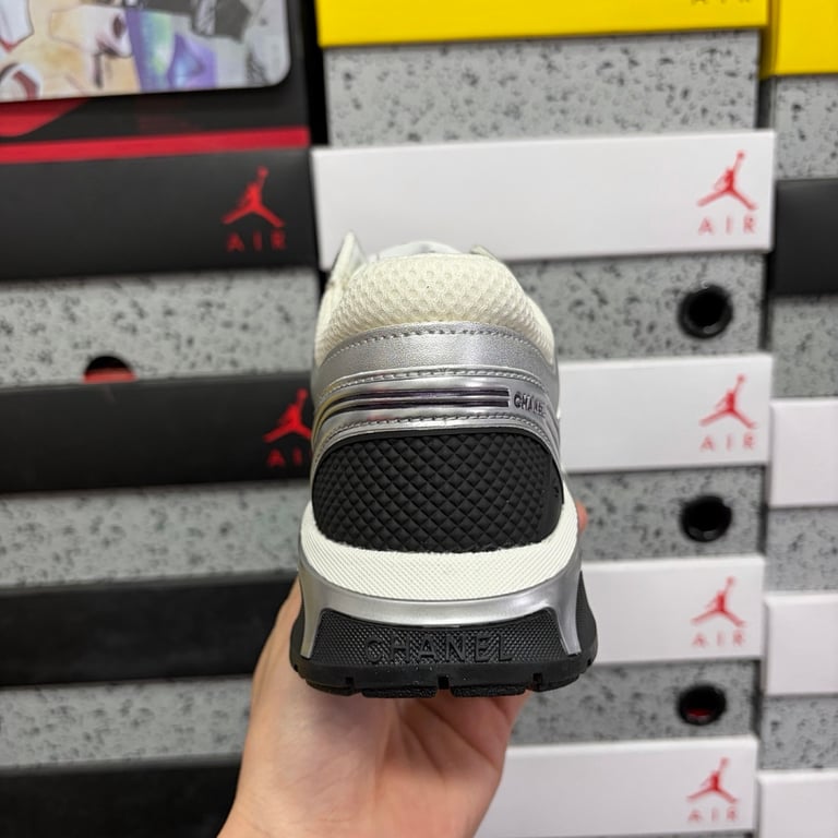 Chanel G39792 Silver White Sneakers - 4