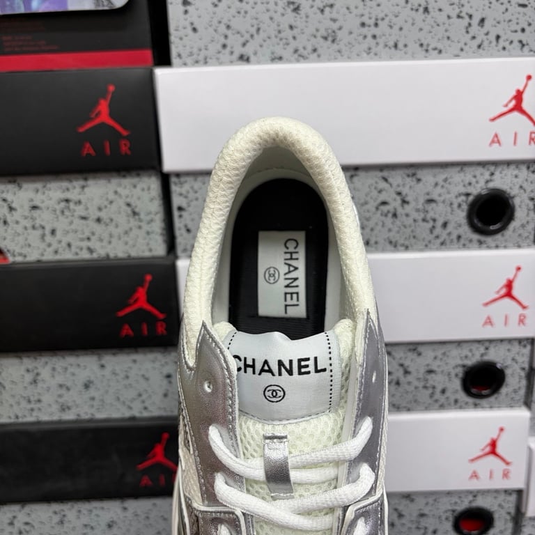 Chanel G39792 Silver White Sneakers - 5