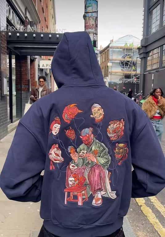 Vescartes Oni Graphic Zip Hoodie - 12