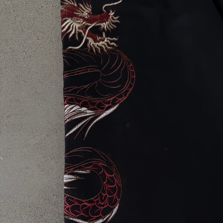 Derschutze Dragon Embroidered Sweatpants Black - 13