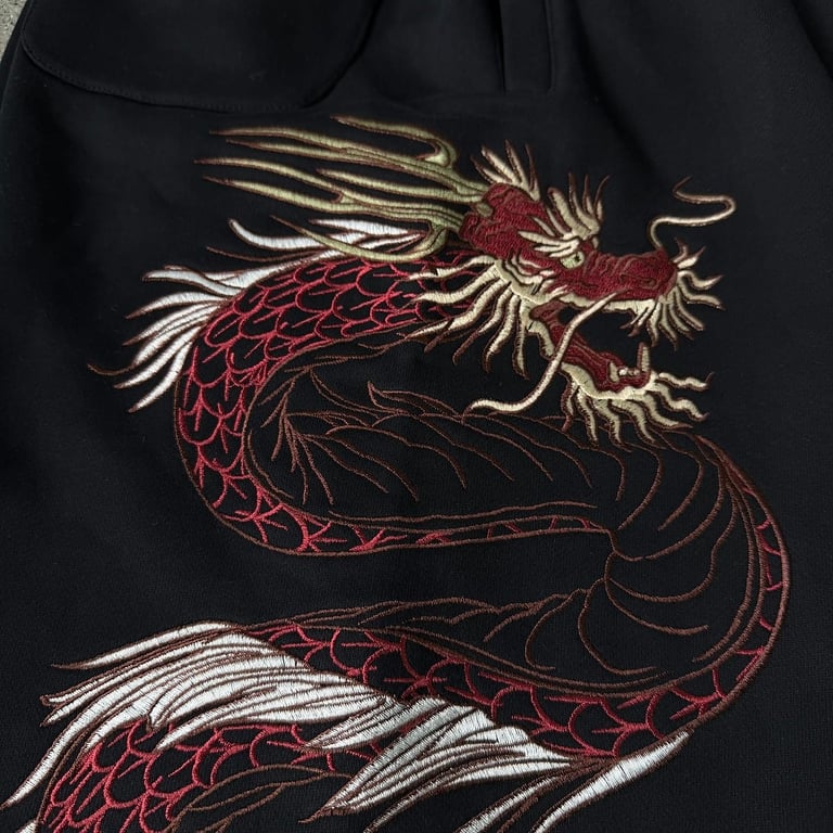 Derschutze Dragon Embroidered Sweatpants Black - 16