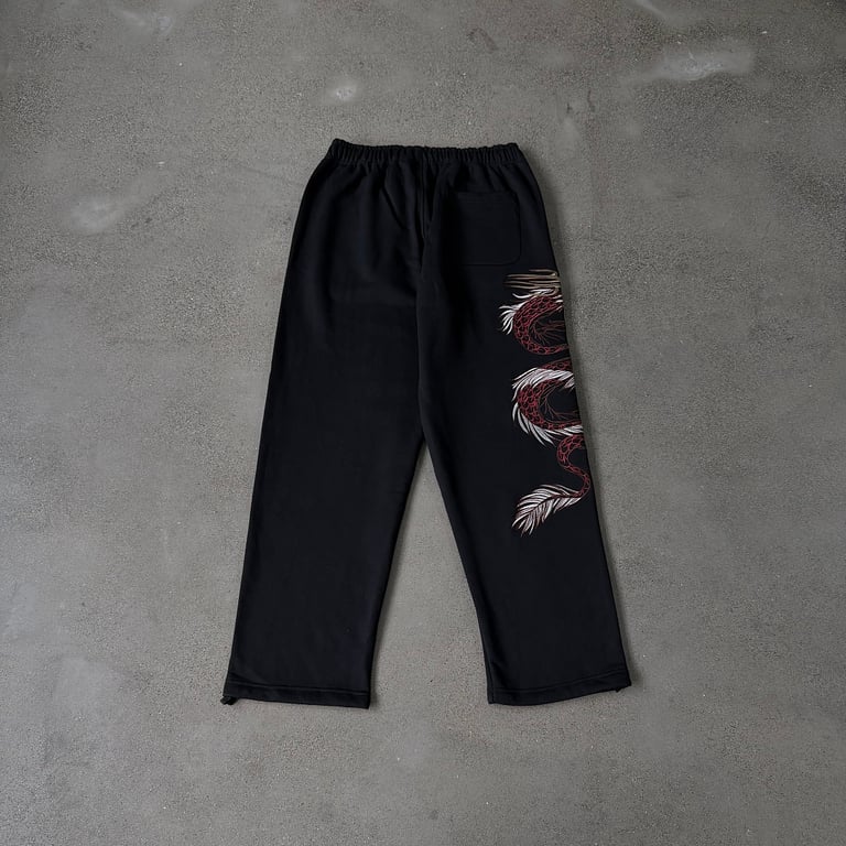 Derschutze Dragon Embroidered Sweatpants Black - 18