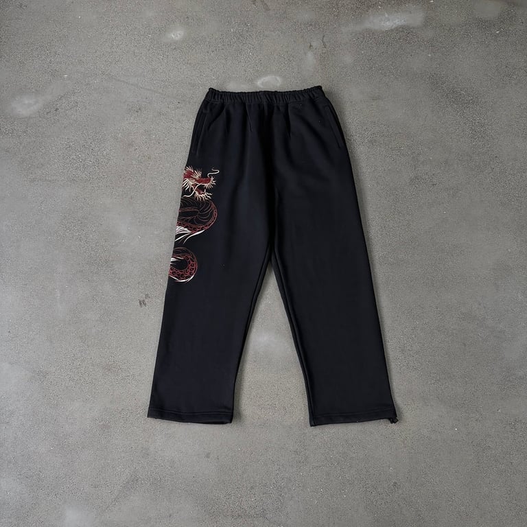 Derschutze Dragon Embroidered Sweatpants Black - 4