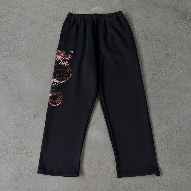 Derschutze Dragon Embroidered Sweatpants Black - 5