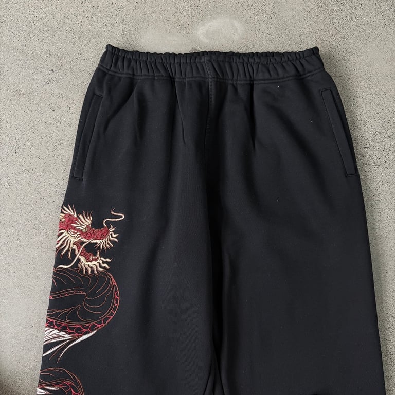 Derschutze Dragon Embroidered Sweatpants Black - 6