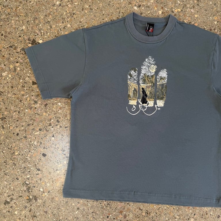 Derschutze Embroidered Graphic T-Shirt Grey - 6