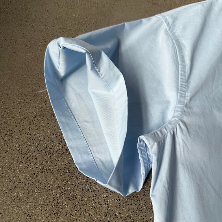 Derschutze Architecture Embroidered Short Sleeve Shirt Light Blue - 11