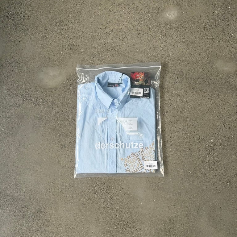 Derschutze Architecture Embroidered Short Sleeve Shirt Light Blue - 3