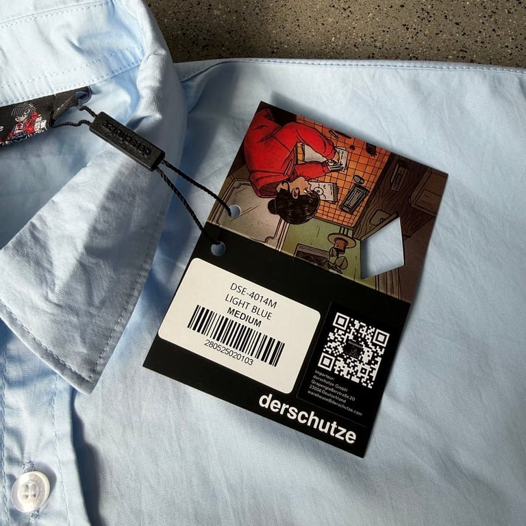 Derschutze Architecture Embroidered Short Sleeve Shirt Light Blue - 7