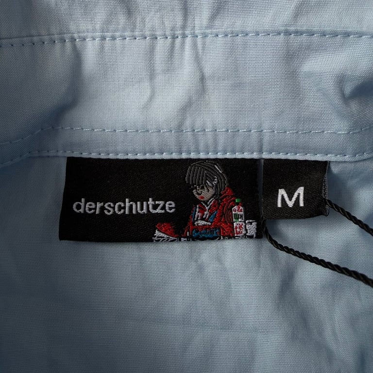 Derschutze Architecture Embroidered Short Sleeve Shirt Light Blue - 8