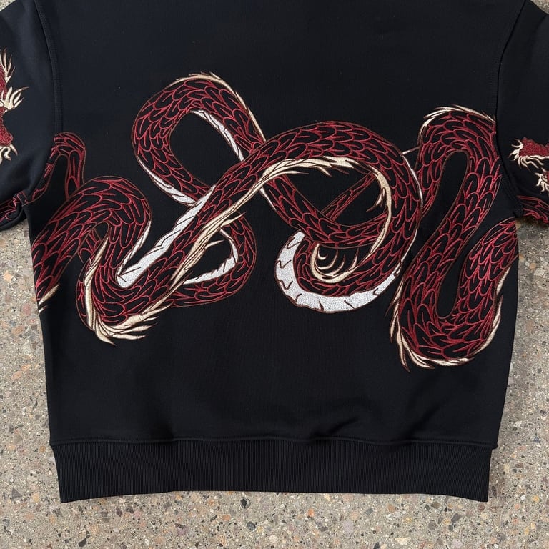 Derschutze Dragon Embroidery Hoodie Black - 20