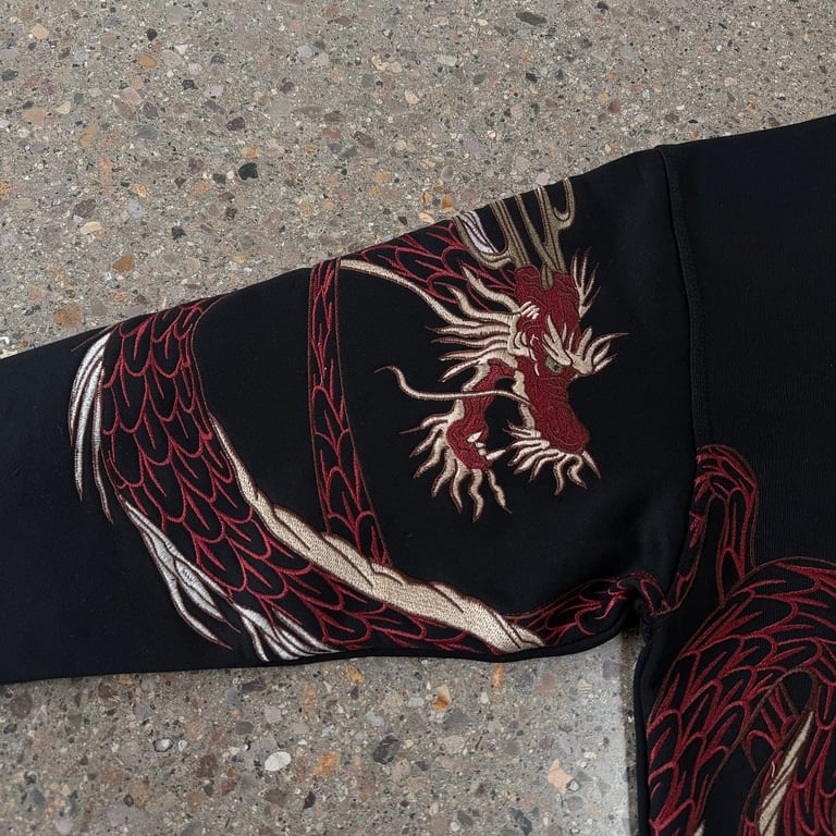 Derschutze Dragon Embroidery Hoodie Black - 21