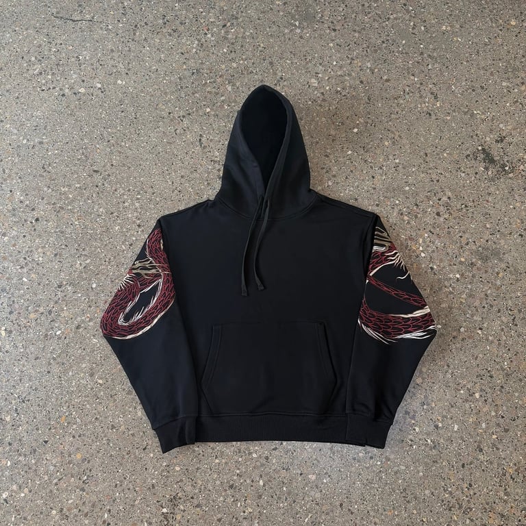 Derschutze Dragon Embroidery Hoodie Black - 5