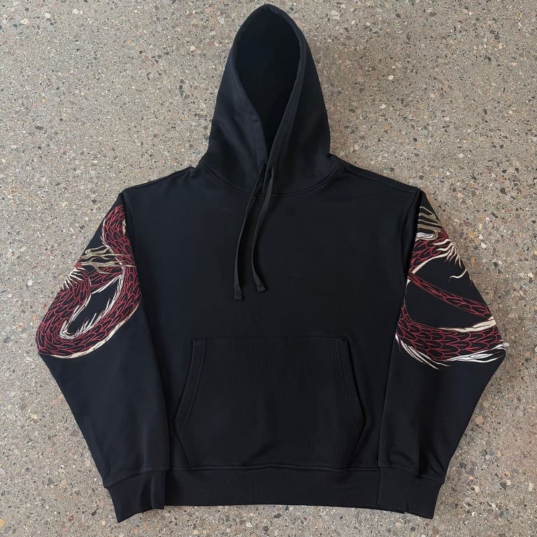 Derschutze Dragon Embroidery Hoodie Black - 6