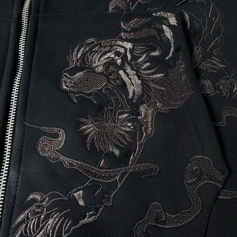 Derschutze Tiger Graphic Zip-Up Hoodie Black - 15
