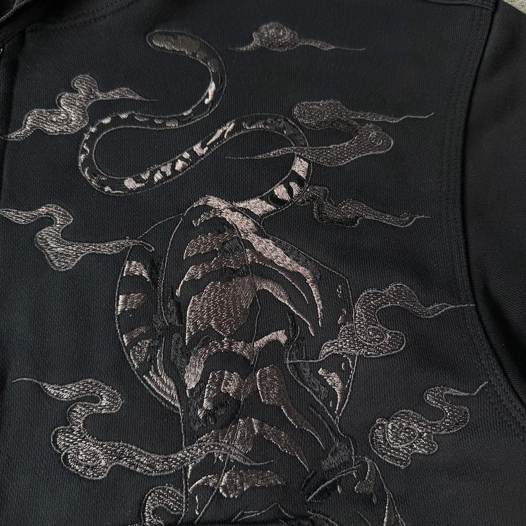 Derschutze Tiger Graphic Zip-Up Hoodie Black - 16