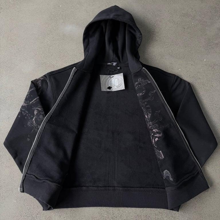 Derschutze Tiger Graphic Zip-Up Hoodie Black - 17
