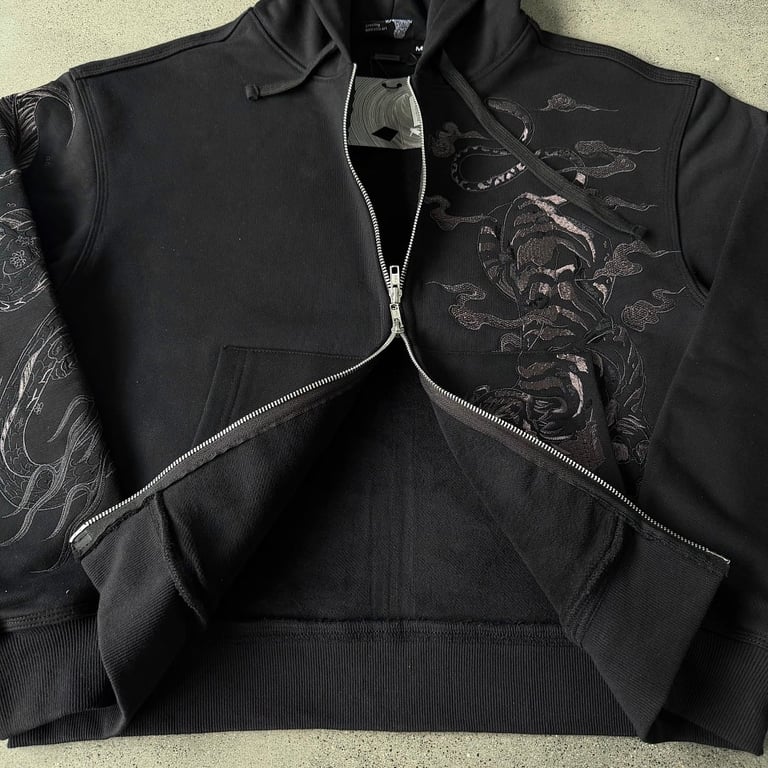 Derschutze Tiger Graphic Zip-Up Hoodie Black - 18