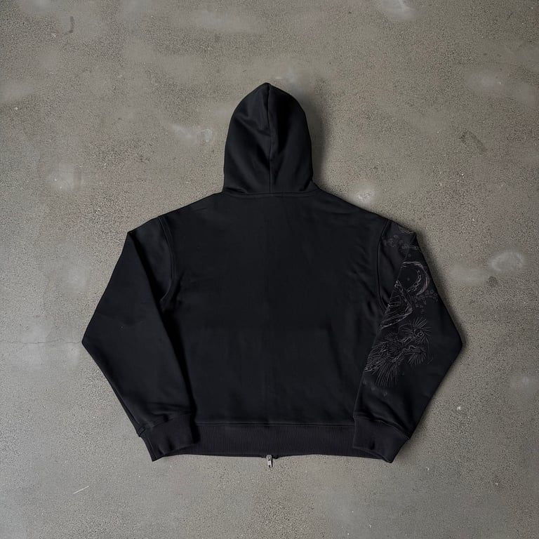 Derschutze Tiger Graphic Zip-Up Hoodie Black - 19