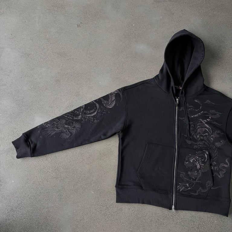 Derschutze Tiger Graphic Zip-Up Hoodie Black - 10