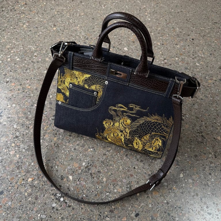 Derschutze Dragon Denim Tote Bag - 32