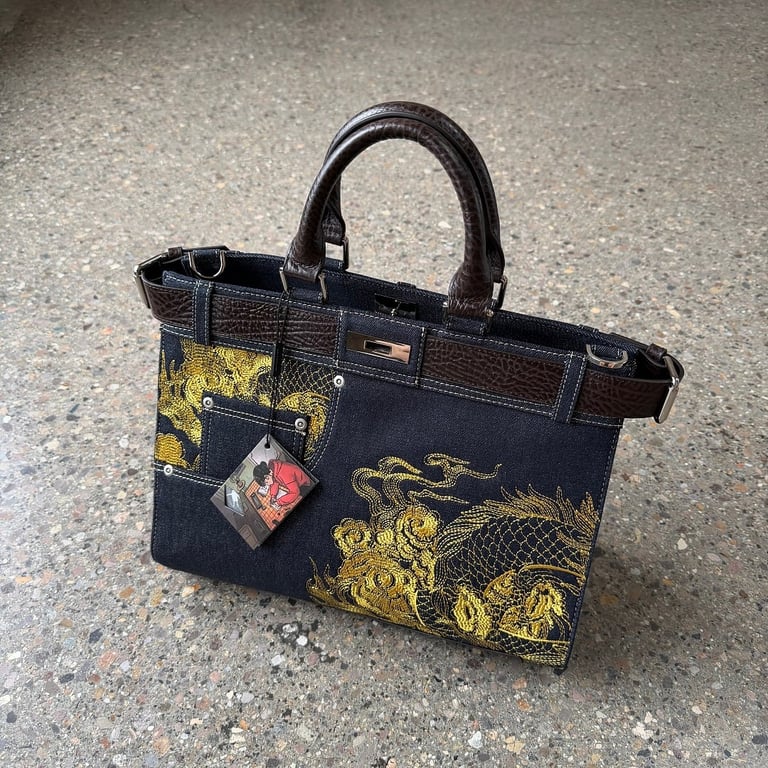 Derschutze Dragon Denim Tote Bag - 5