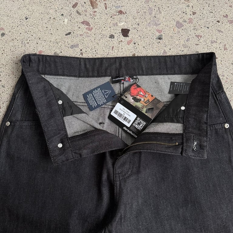 Derschutze Blue Raw Denim Jeans with Embroidery - 11